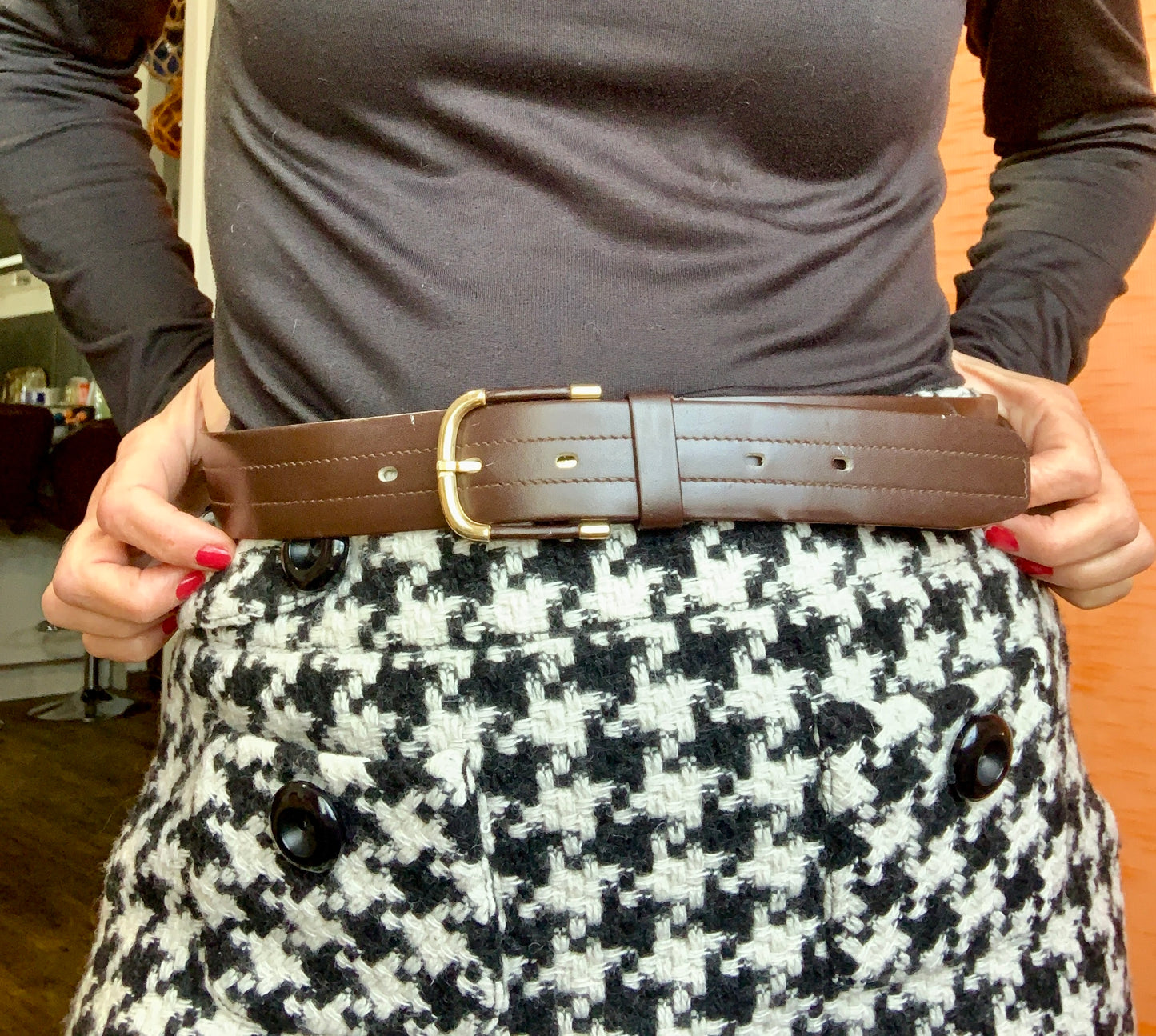 Ceinture Cuir avec Zip intérieur Made in France Vintage Douglas