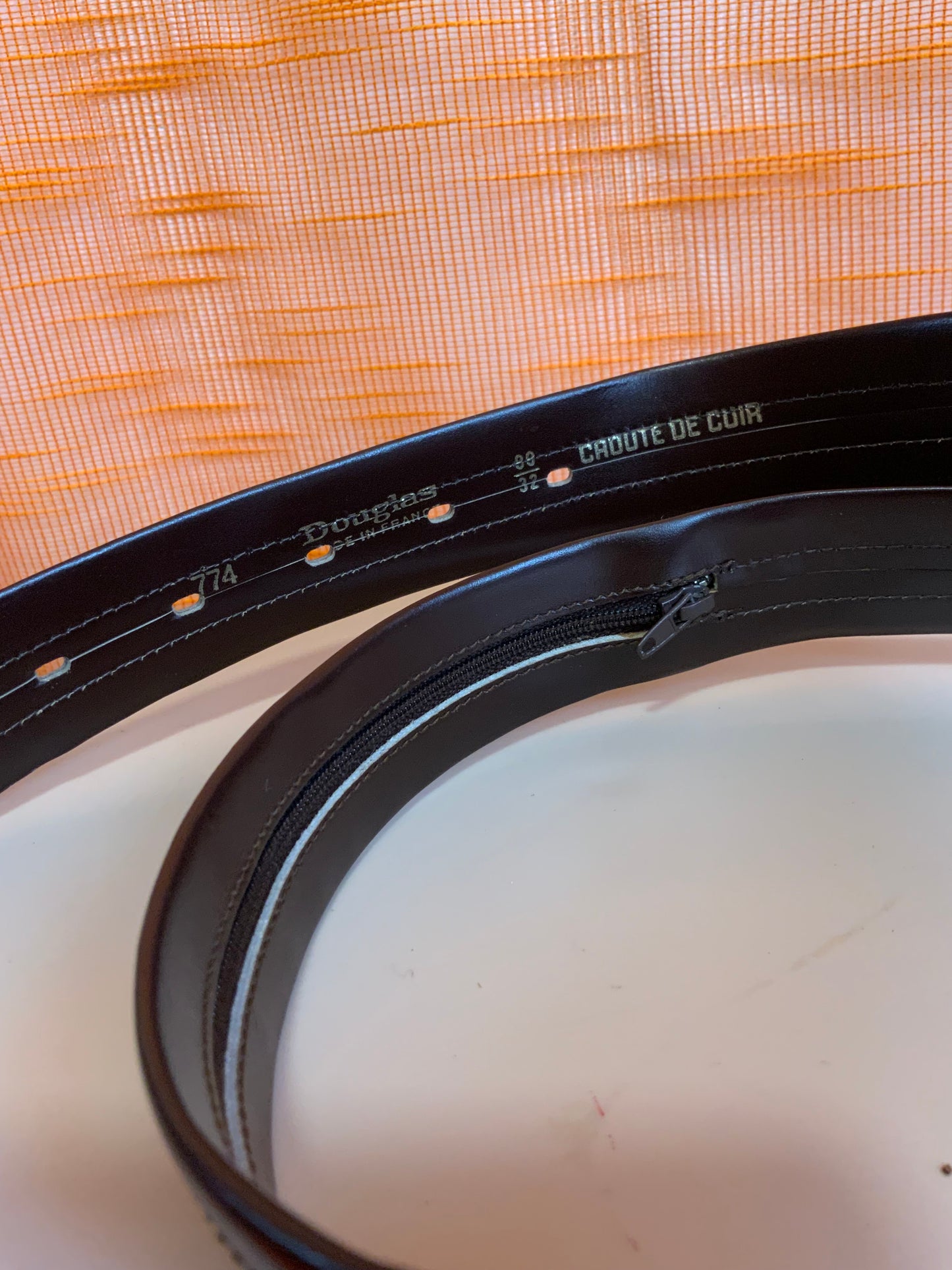 Ceinture Cuir avec Zip intérieur Made in France Vintage Douglas