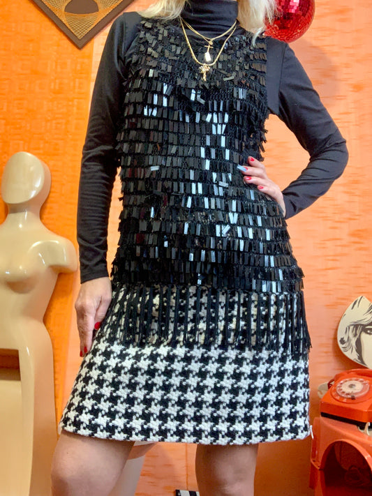 Top Crochet, strass et franges Vintage 1990