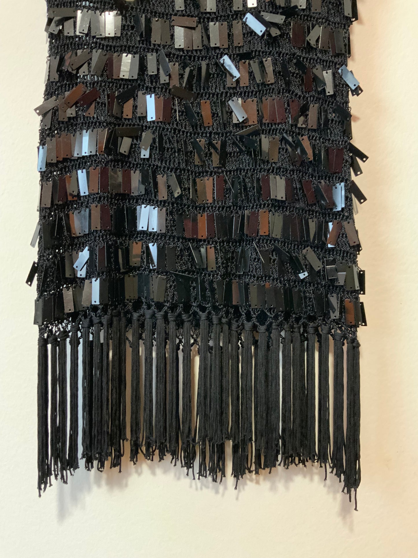 Top Crochet, strass et franges Vintage 1990