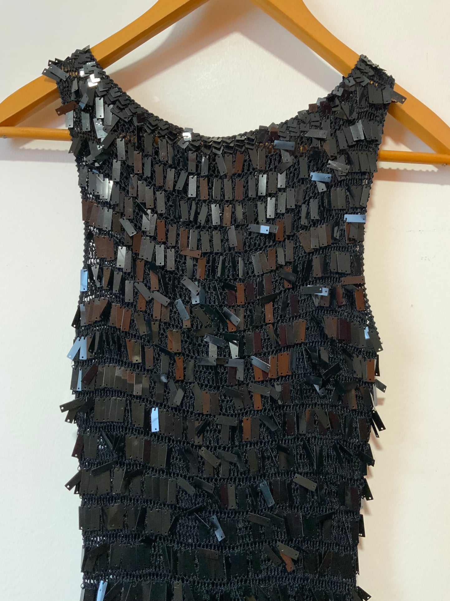 Top Crochet, strass et franges Vintage 1990