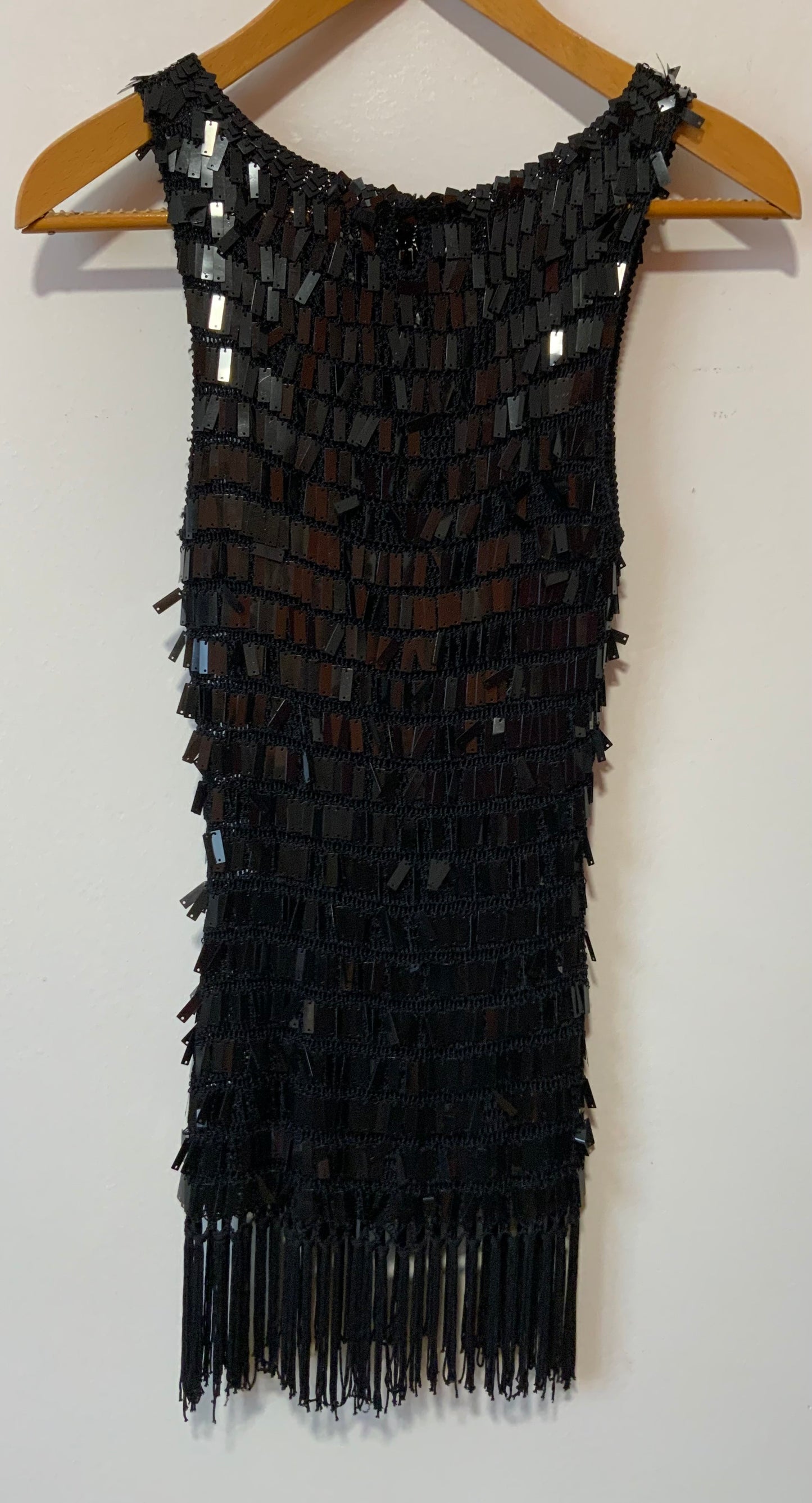 Top Crochet, strass et franges Vintage 1990