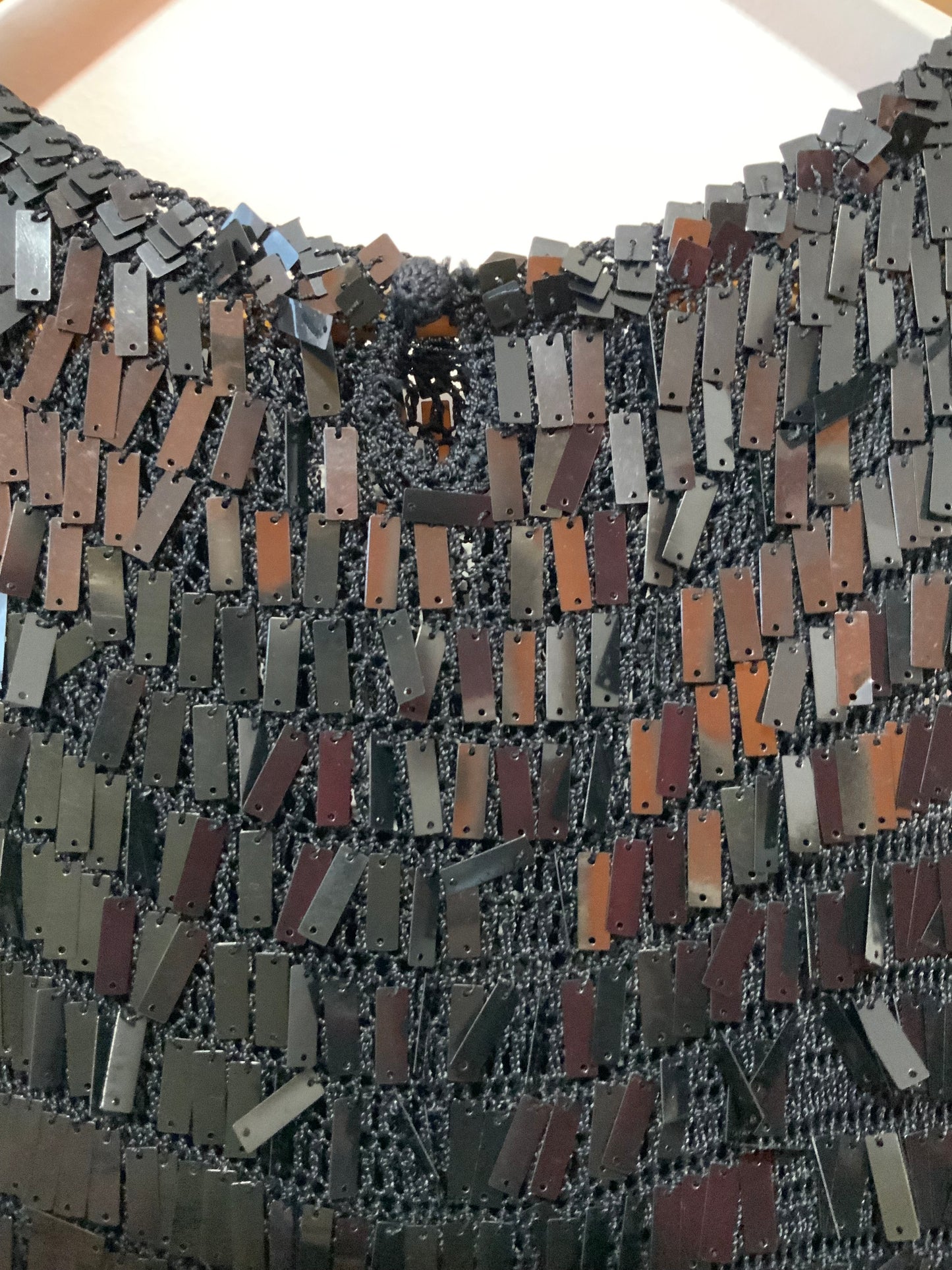 Top Crochet, strass et franges Vintage 1990