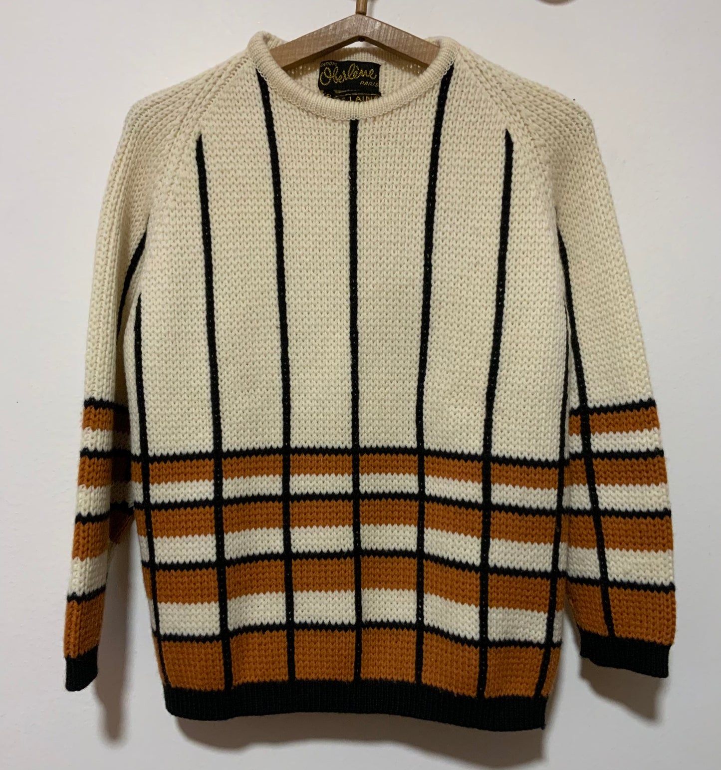 Très beau pull pure laine tricoté Vintage 1970/80