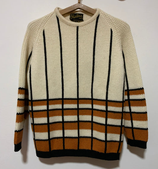 Très beau pull pure laine tricoté Vintage 1970/80