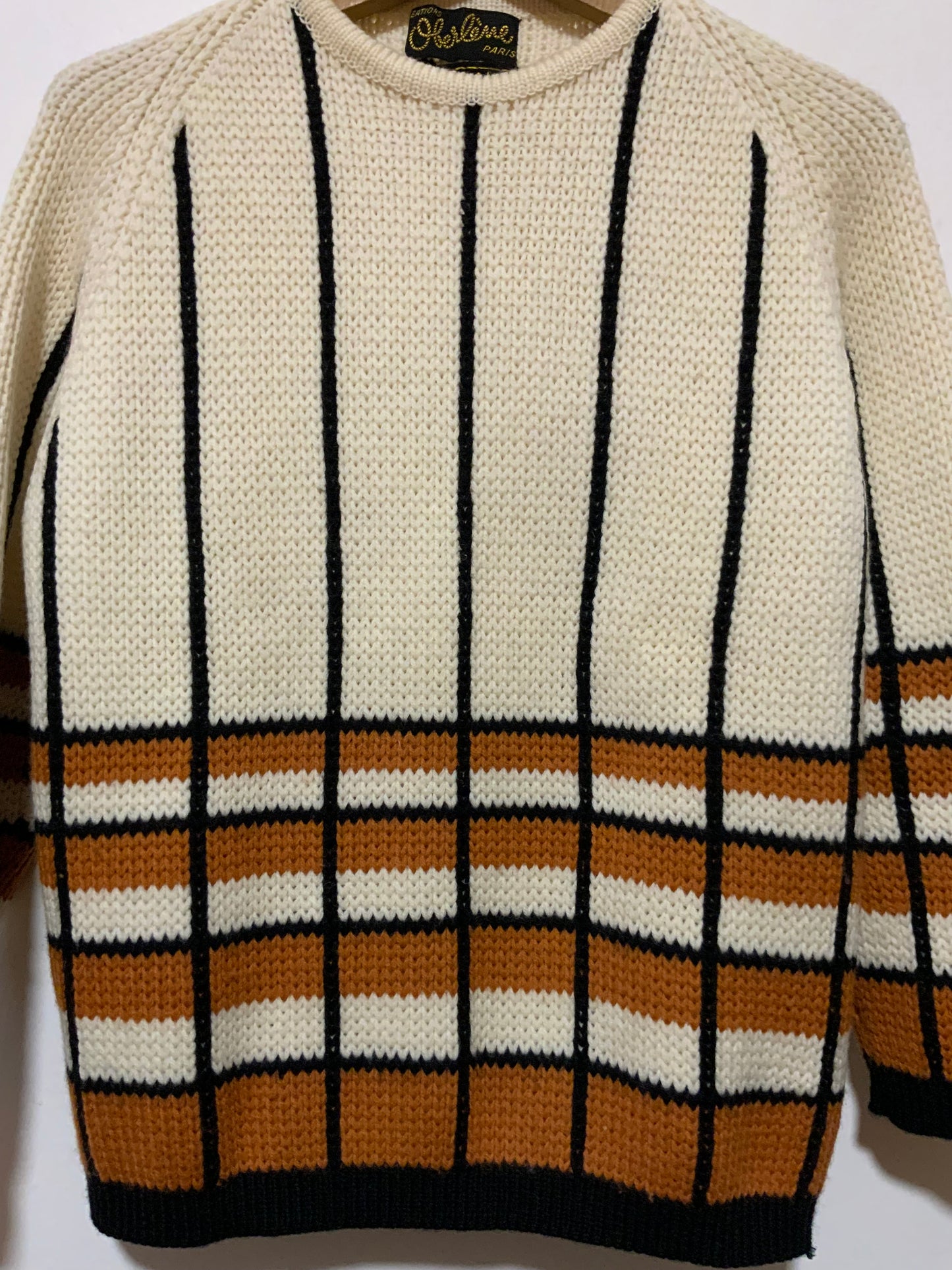 Très beau pull pure laine tricoté Vintage 1970/80