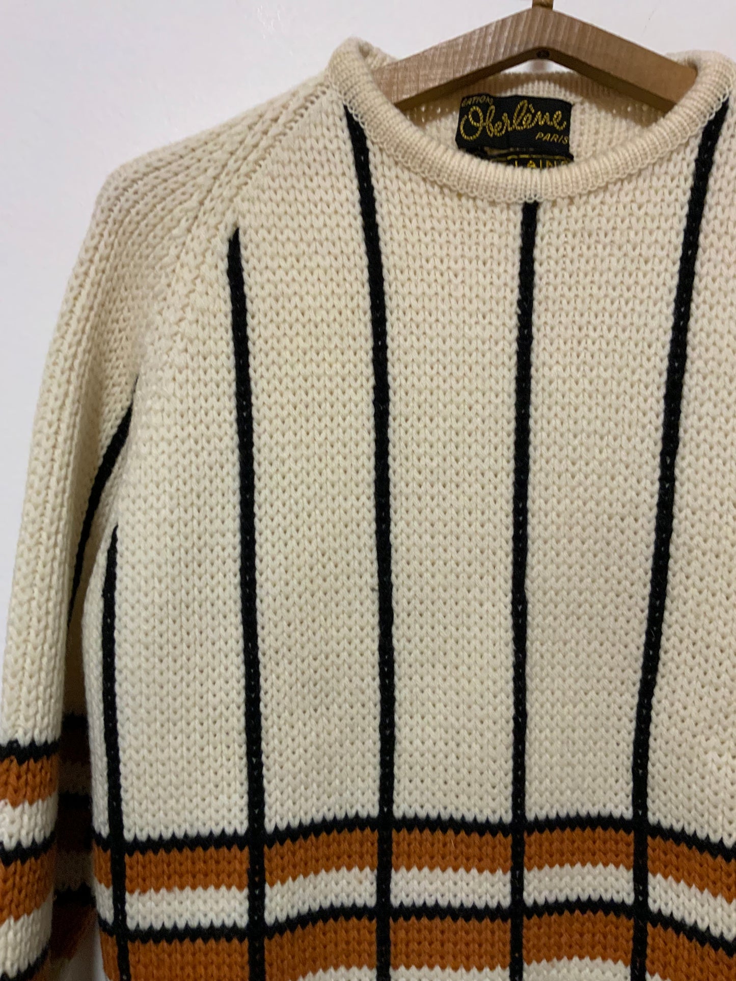 Très beau pull pure laine tricoté Vintage 1970/80