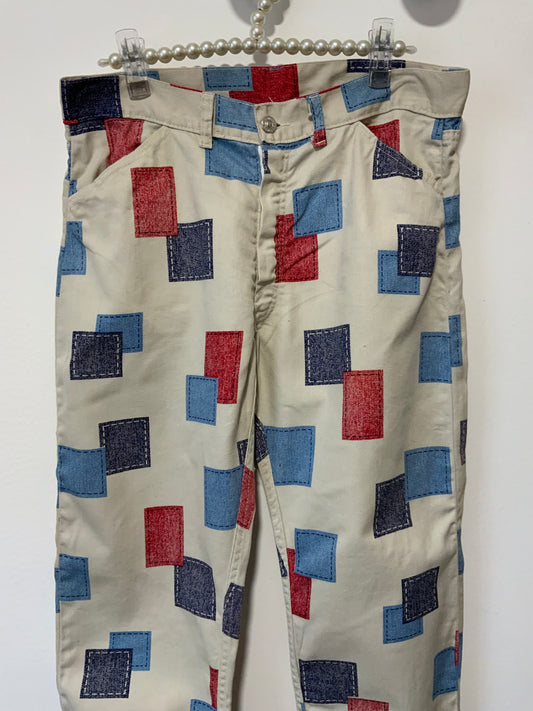 Jean à effets Patchworks de couleurs - Vintage 1980 Original