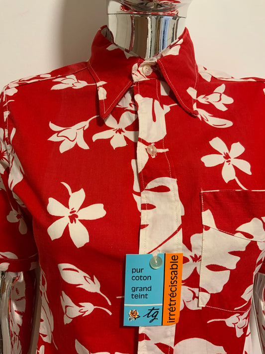Chemise Hawaïenne Coton Deadstock Vintage 1970 Beauté Pelle à tartes