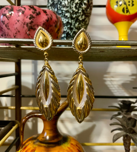 Boucles d’oreilles pendantes dorées et argentées Vintage 1980/90