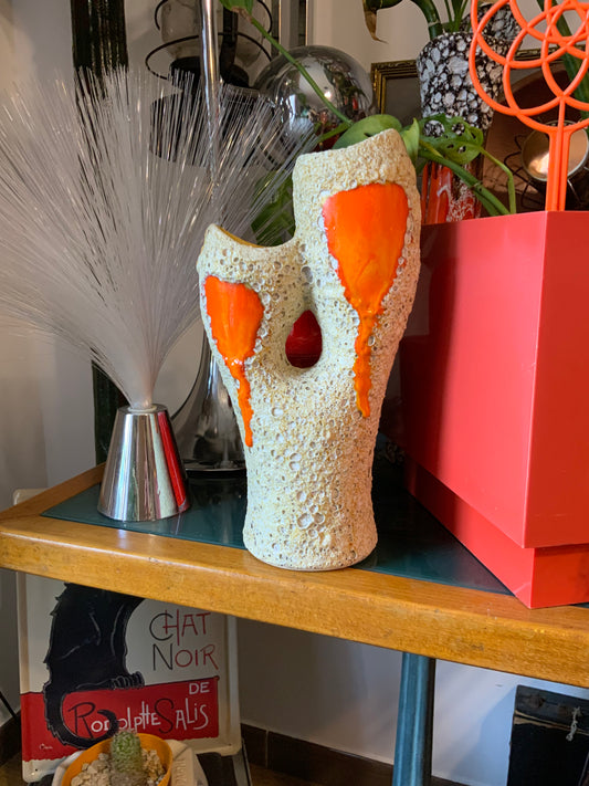 Vase double céramique Orange Vintage