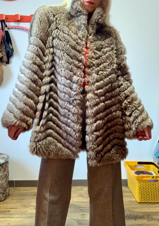 Manteau Fourrure synthétique Création faite à la main Vintage 1970