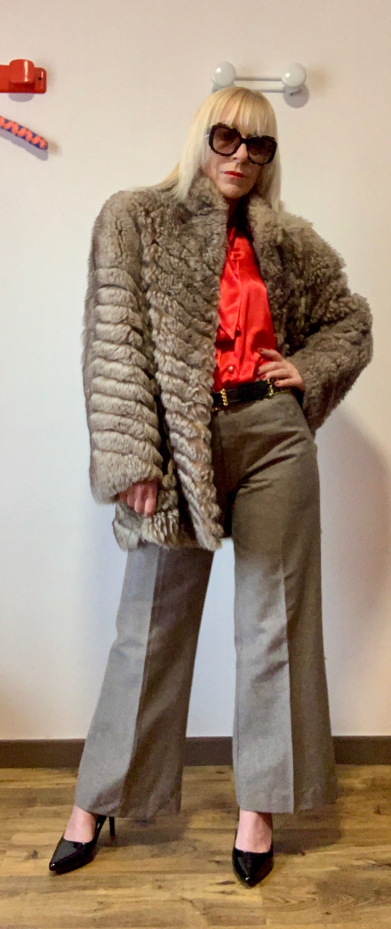 Manteau Fourrure synthétique Création faite à la main Vintage 1970