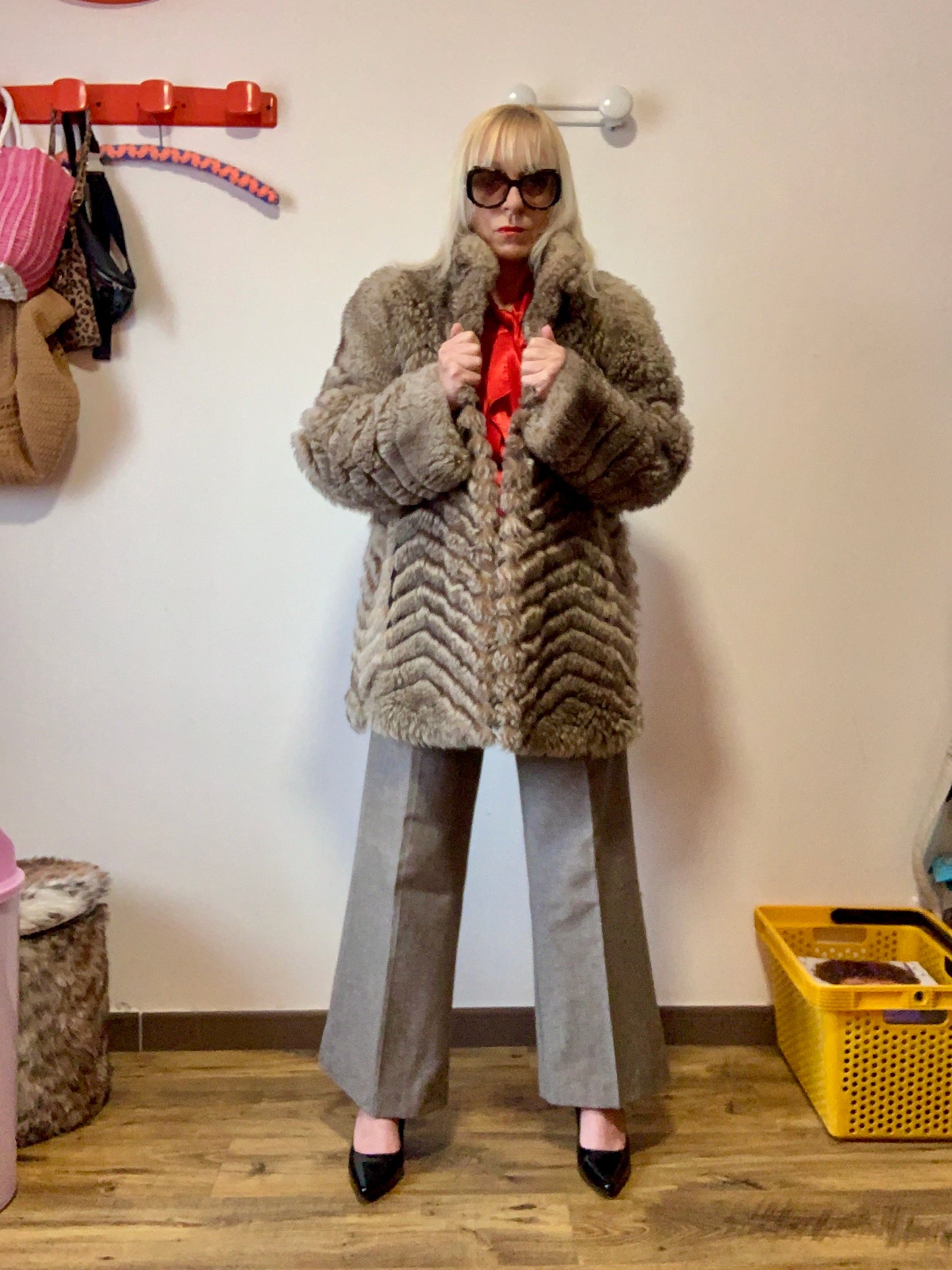Manteau Fourrure synthétique Création faite à la main Vintage 1970