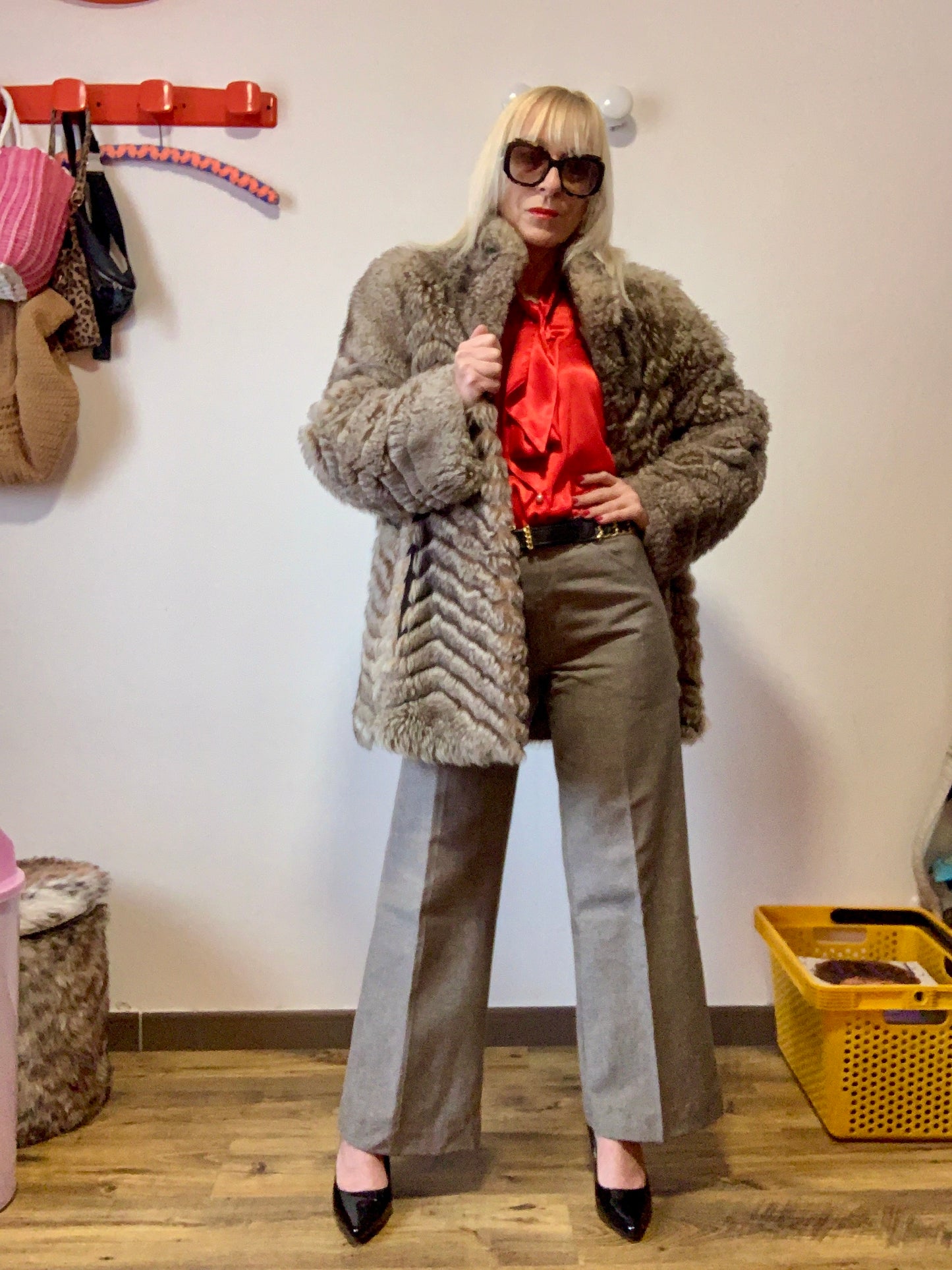 Manteau Fourrure synthétique Création faite à la main Vintage 1970