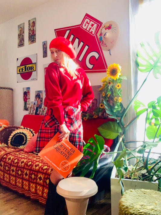 Jupe Écossaise Kilt Rouge Vintage 1990