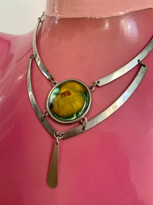 Collier Argent et Motifs Vintage 1980