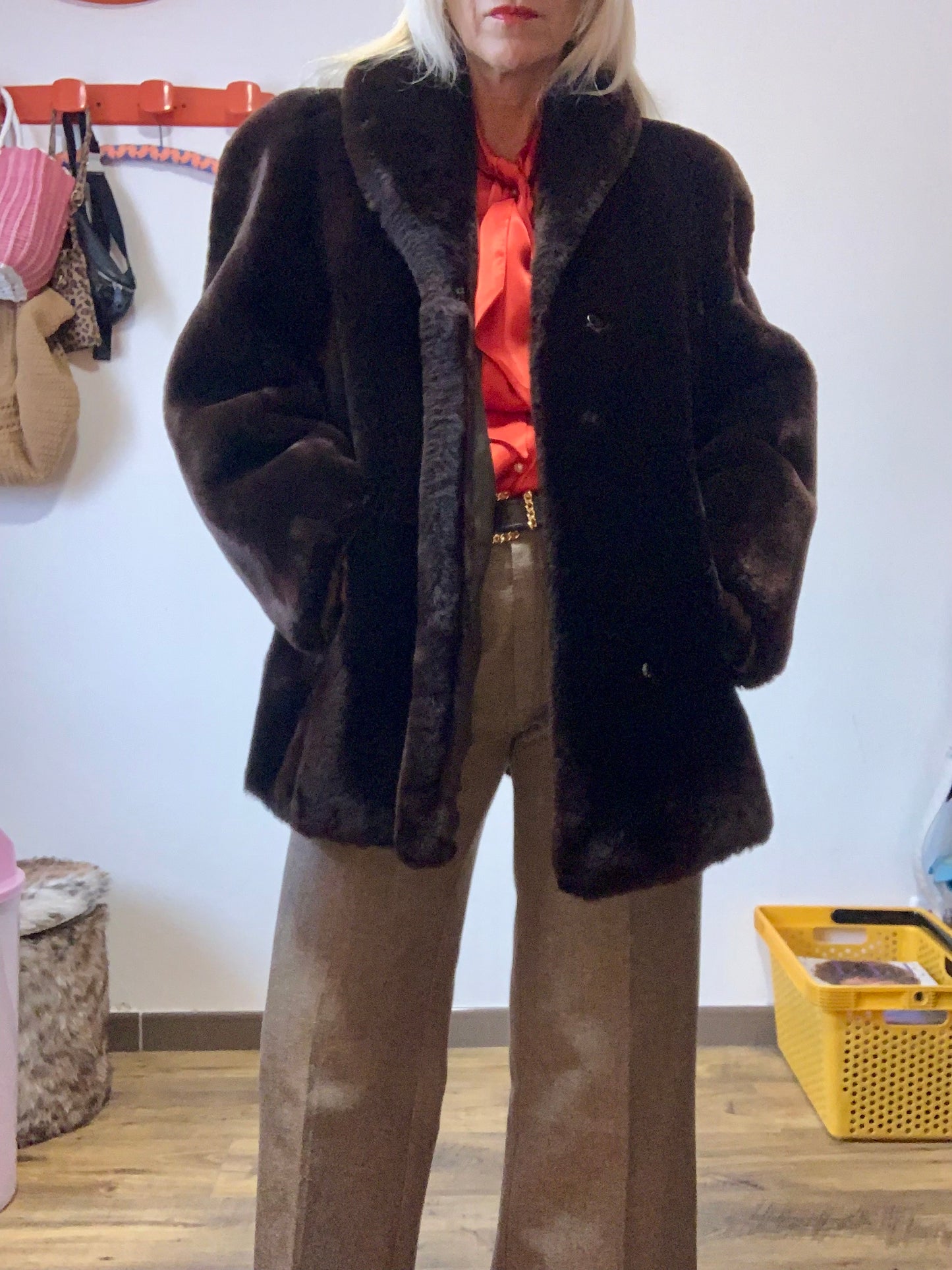 Très beau manteau Vintage 1960 en fourrure synthétique Confection main