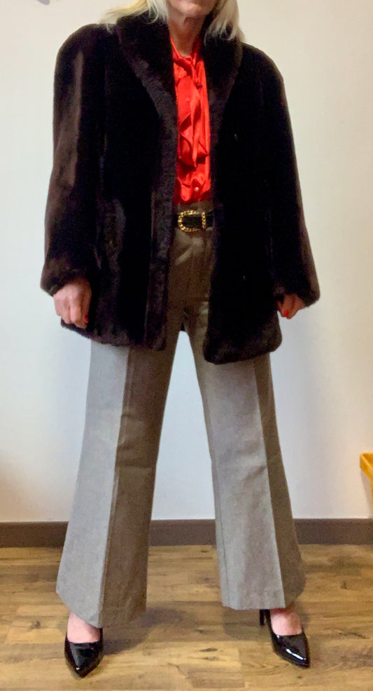 Très beau manteau Vintage 1960 en fourrure synthétique Confection main