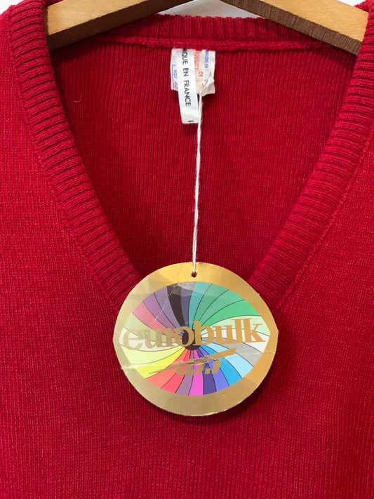 Pull rouge Deadstock Vintage 1980 France
