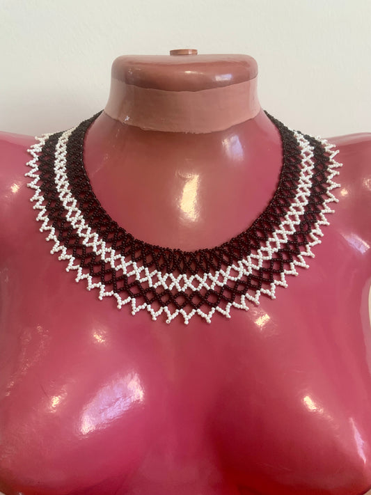 Collier Large en perles de rocaille Vintage 1970/80 Original