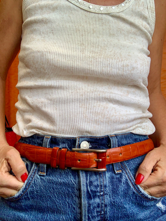 Ceinture Mixte NewMan cuir façon Croco France