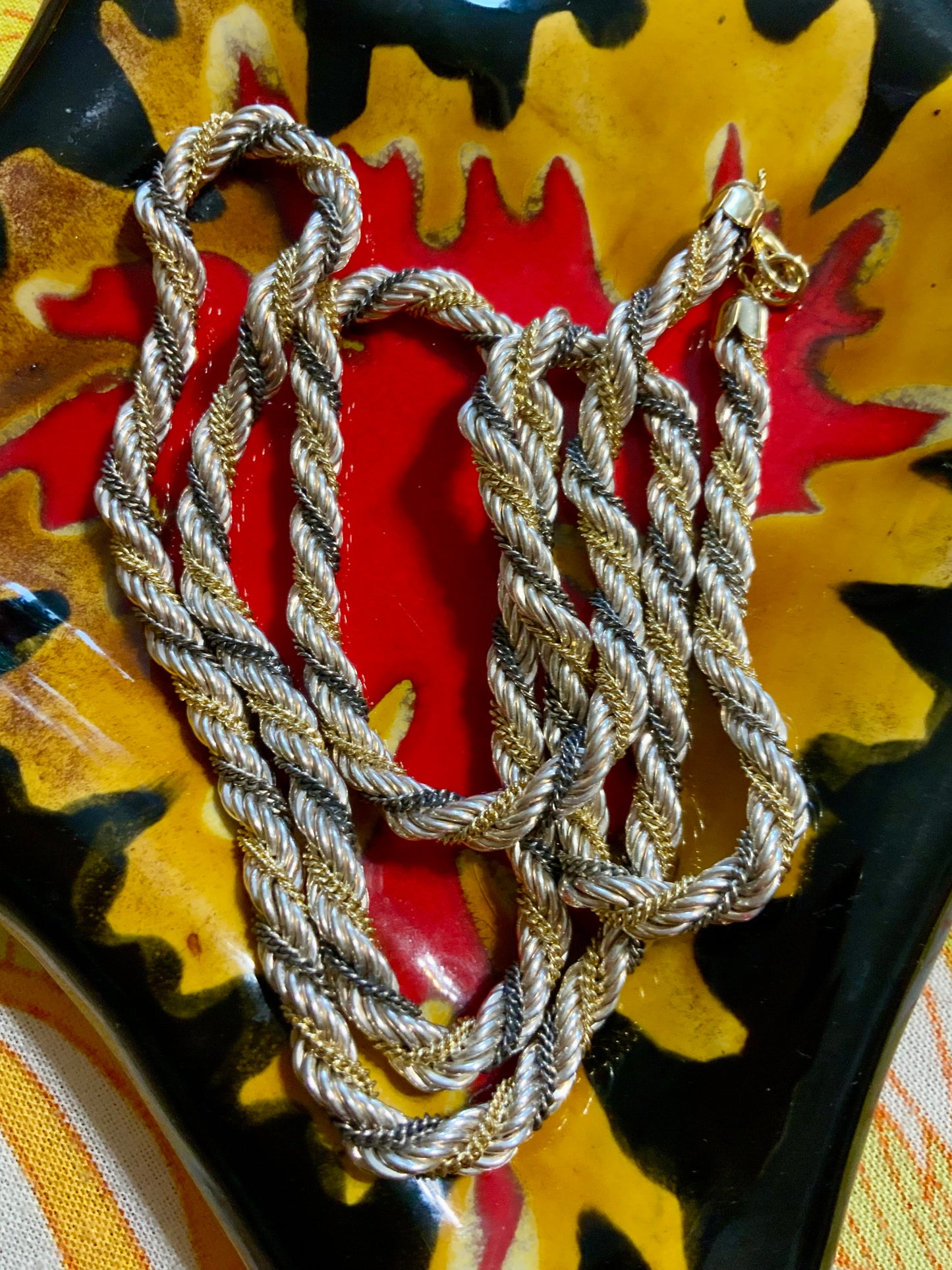 Collier métal 3 couleurs Torsade Vintage 2000’