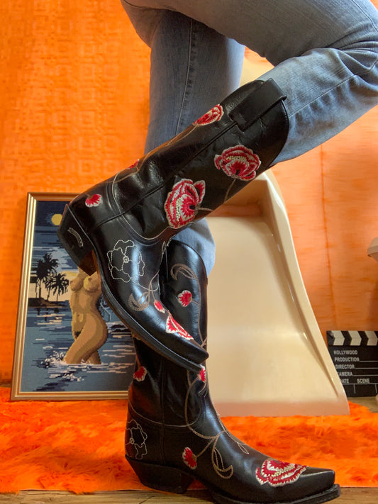 Bottes formes Santiags A fleurs Marque Sendra Vintage 2000’