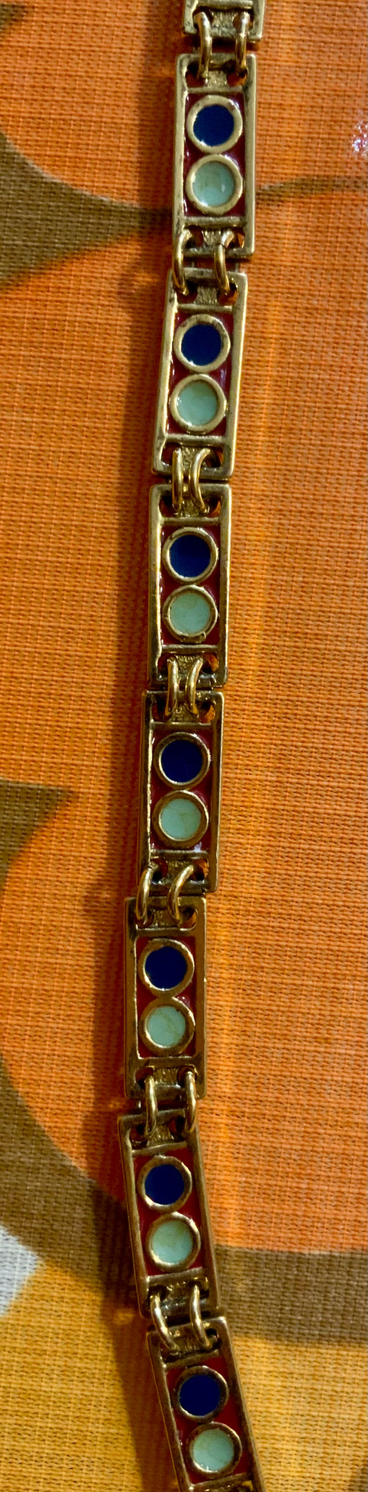 Collier Métal et couleurs mailles rectangles plates Vintage