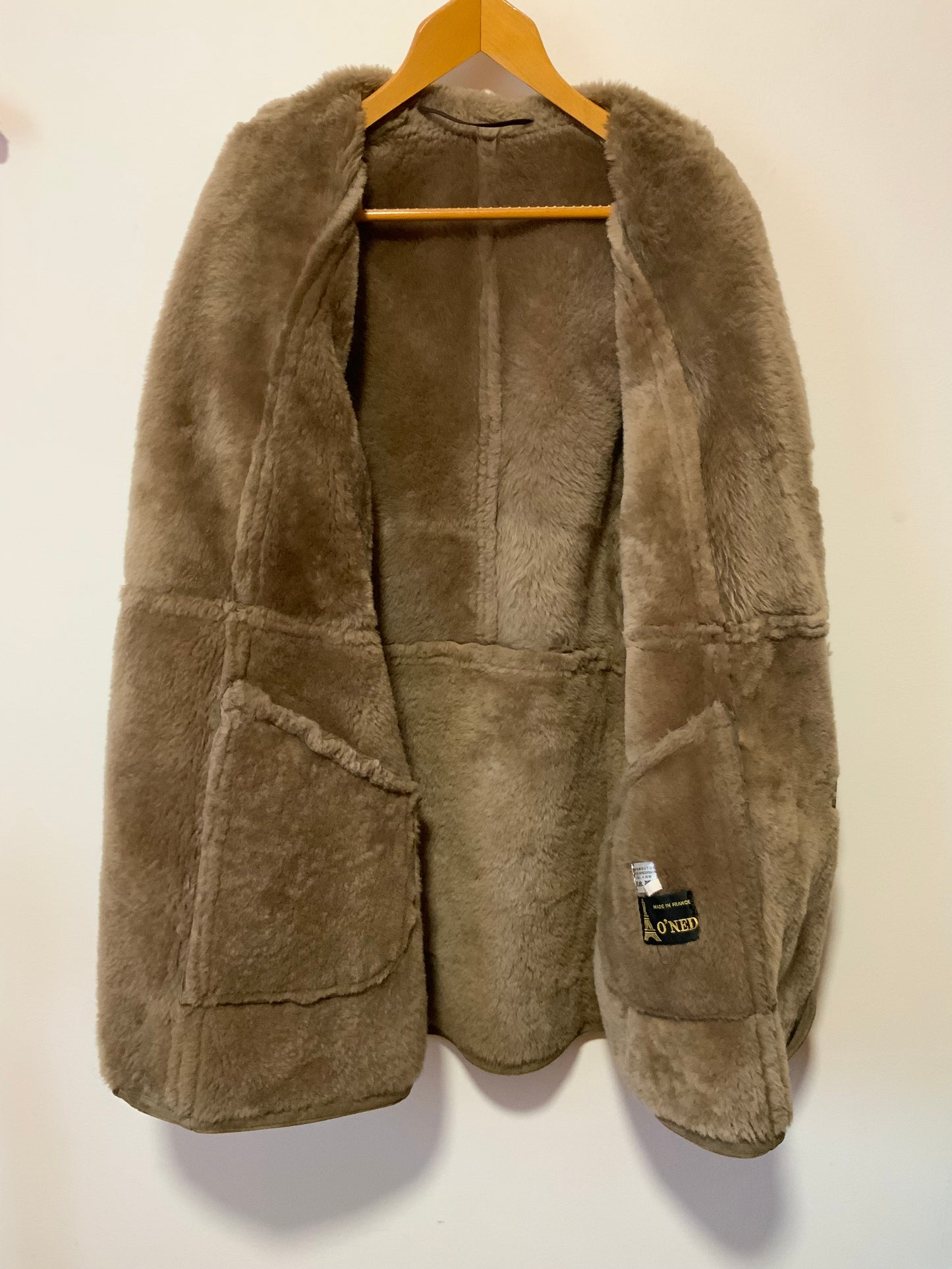 Manteau Daim Peau retournée lainée marron glacé Vintage 1970/80