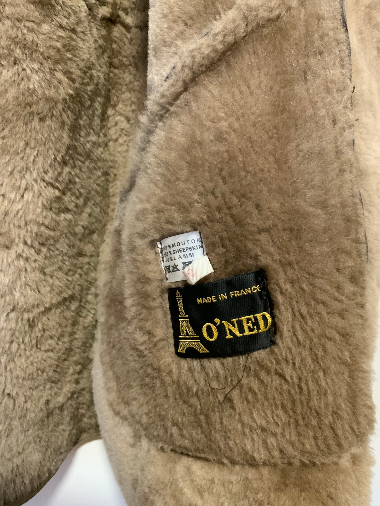 Manteau Daim Peau retournée lainée marron glacé Vintage 1970/80