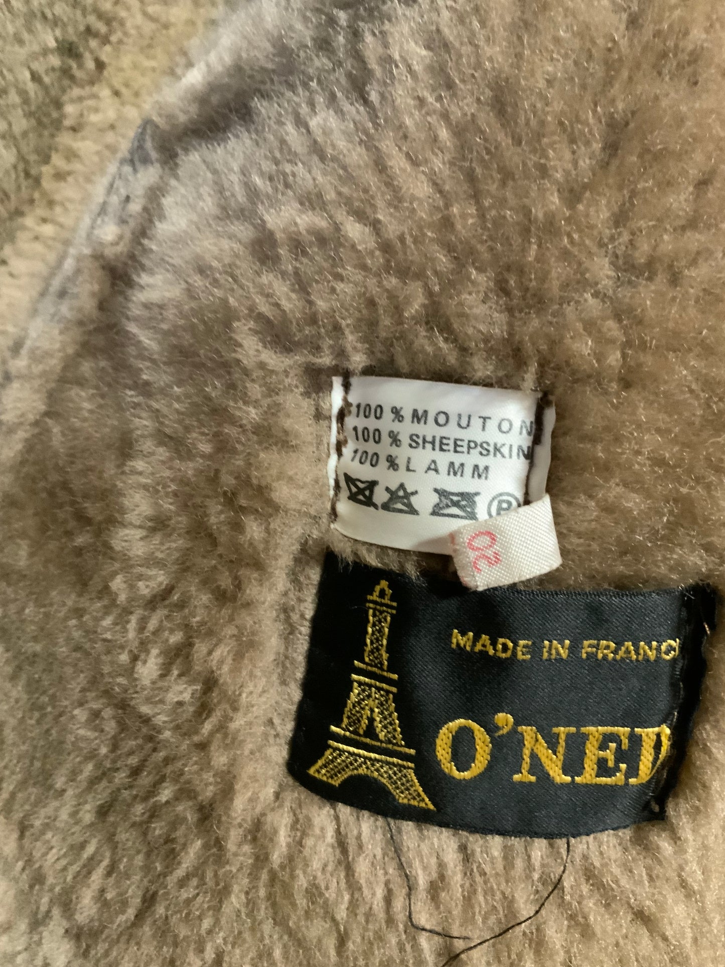 Manteau Daim Peau retournée lainée marron glacé Vintage 1970/80