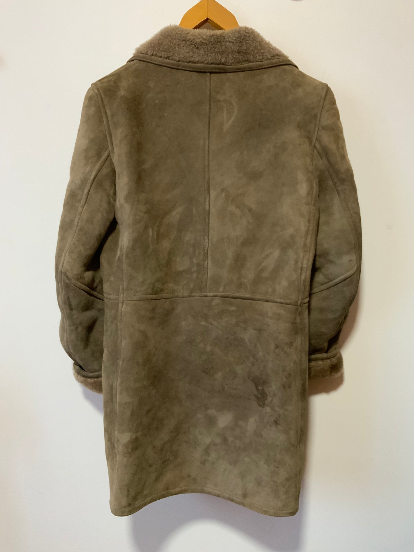 Manteau Daim Peau retournée lainée marron glacé Vintage 1970/80