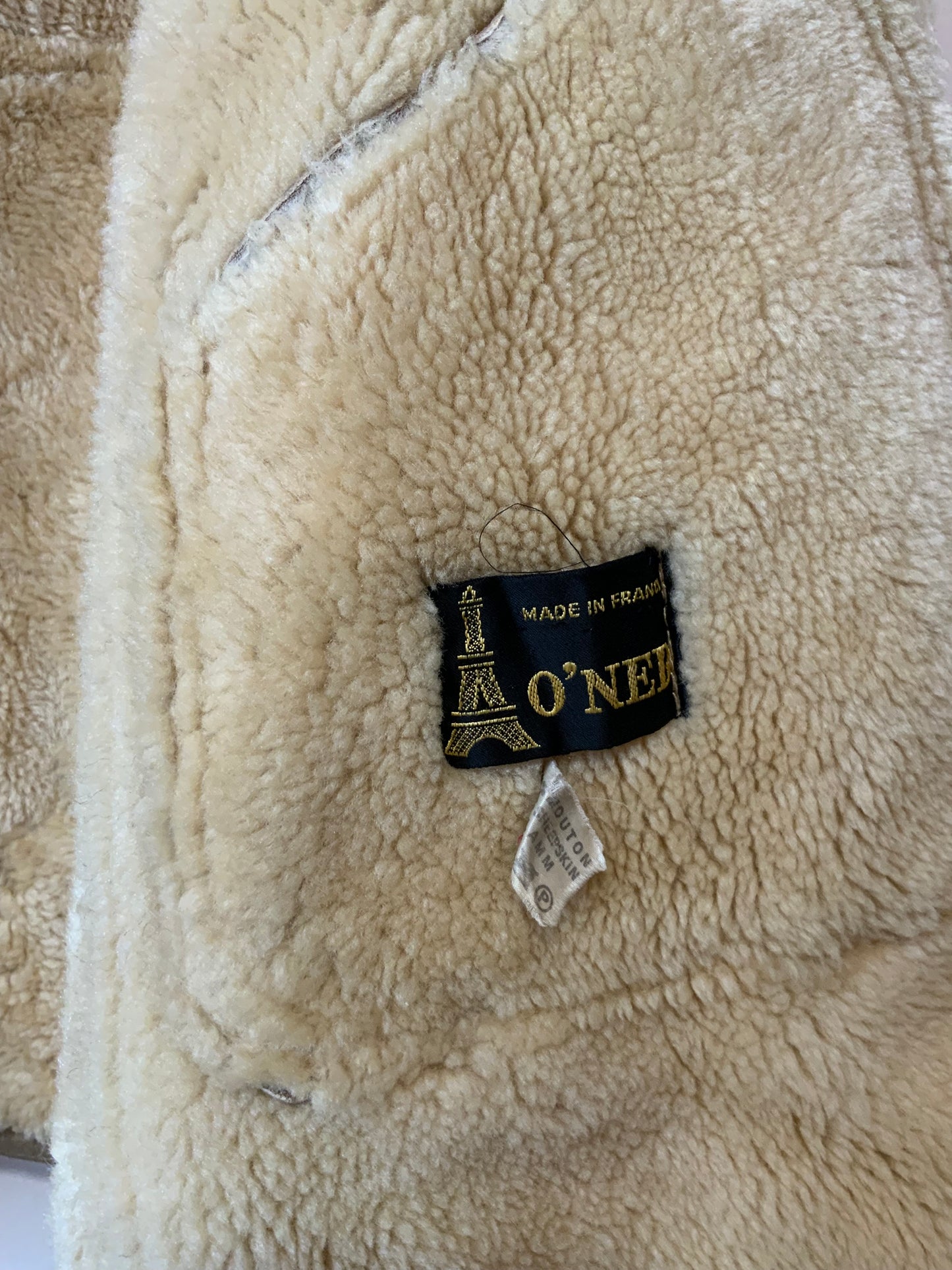 Manteau Daim peau lainée beige 1970/80 Vintage