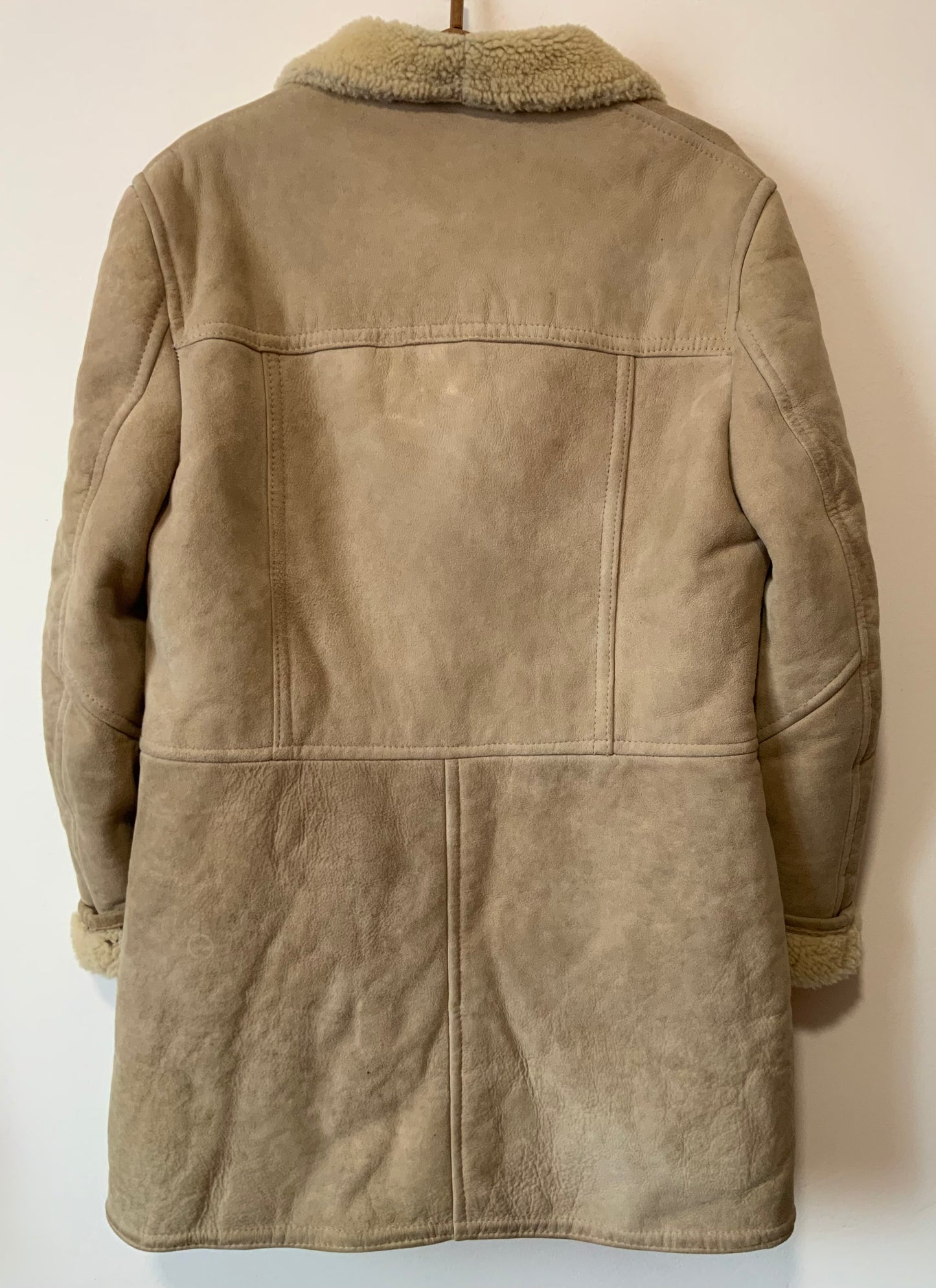 Manteau Daim peau lainée beige 1970/80 Vintage