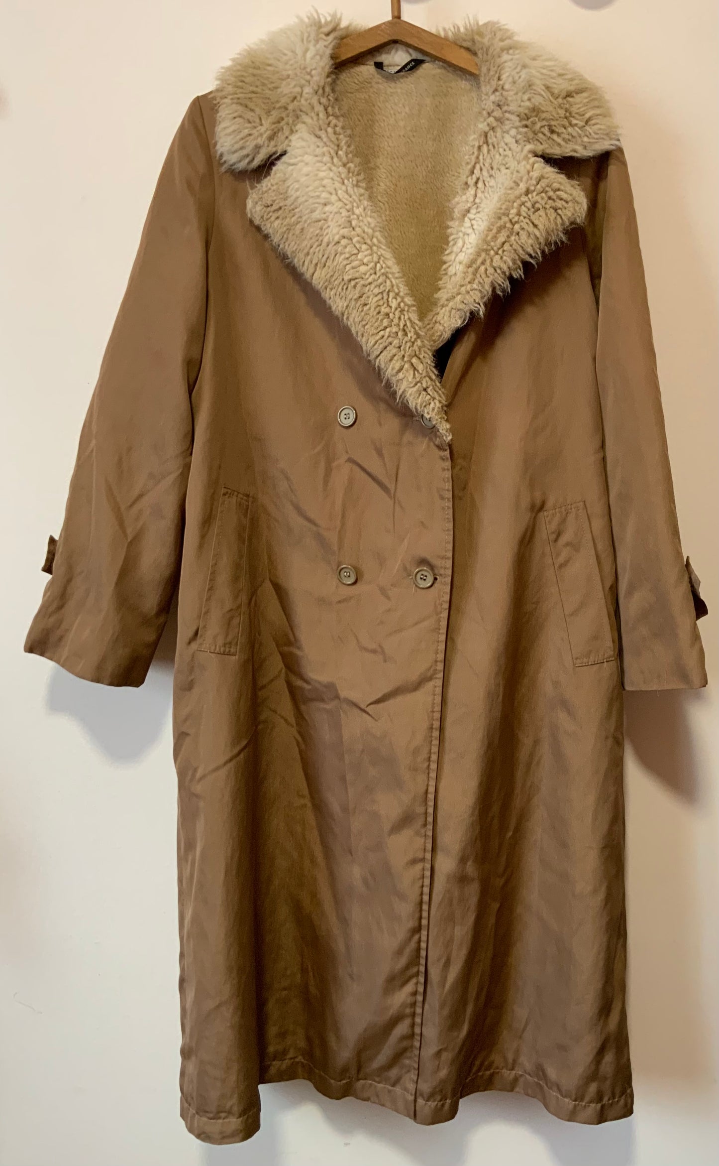 Long manteau façon impermeable fourré Vintage Mode Made in France