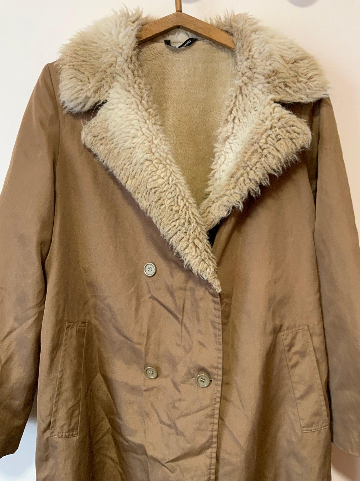 Long manteau façon impermeable fourré Vintage Mode Made in France
