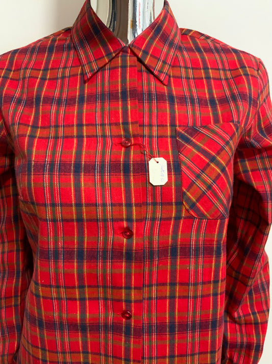 Chemise à carreaux Tartan Coton Vintage Neuf 1970