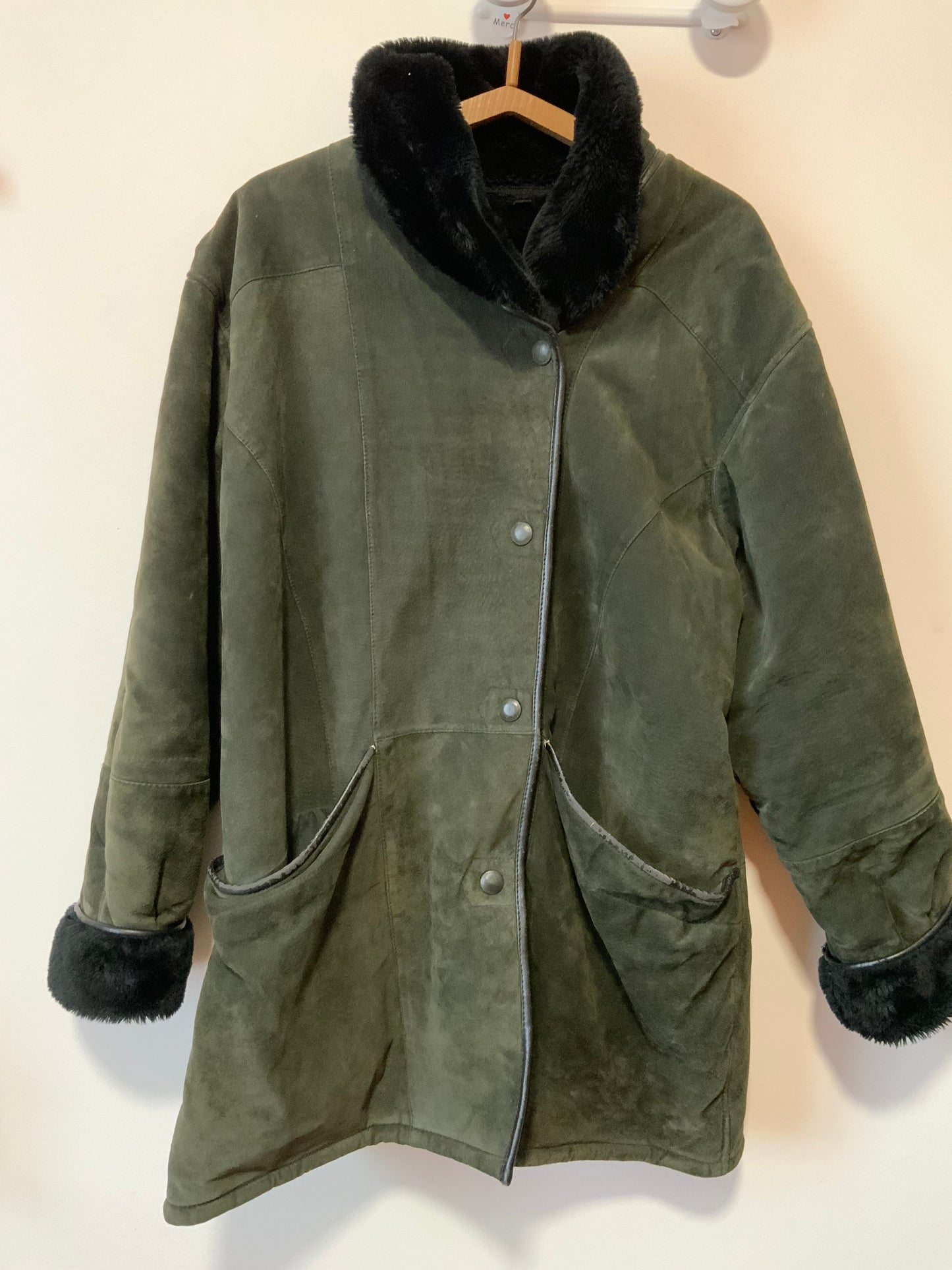 Gros manteau Vintage 1980 Daim vert foncé