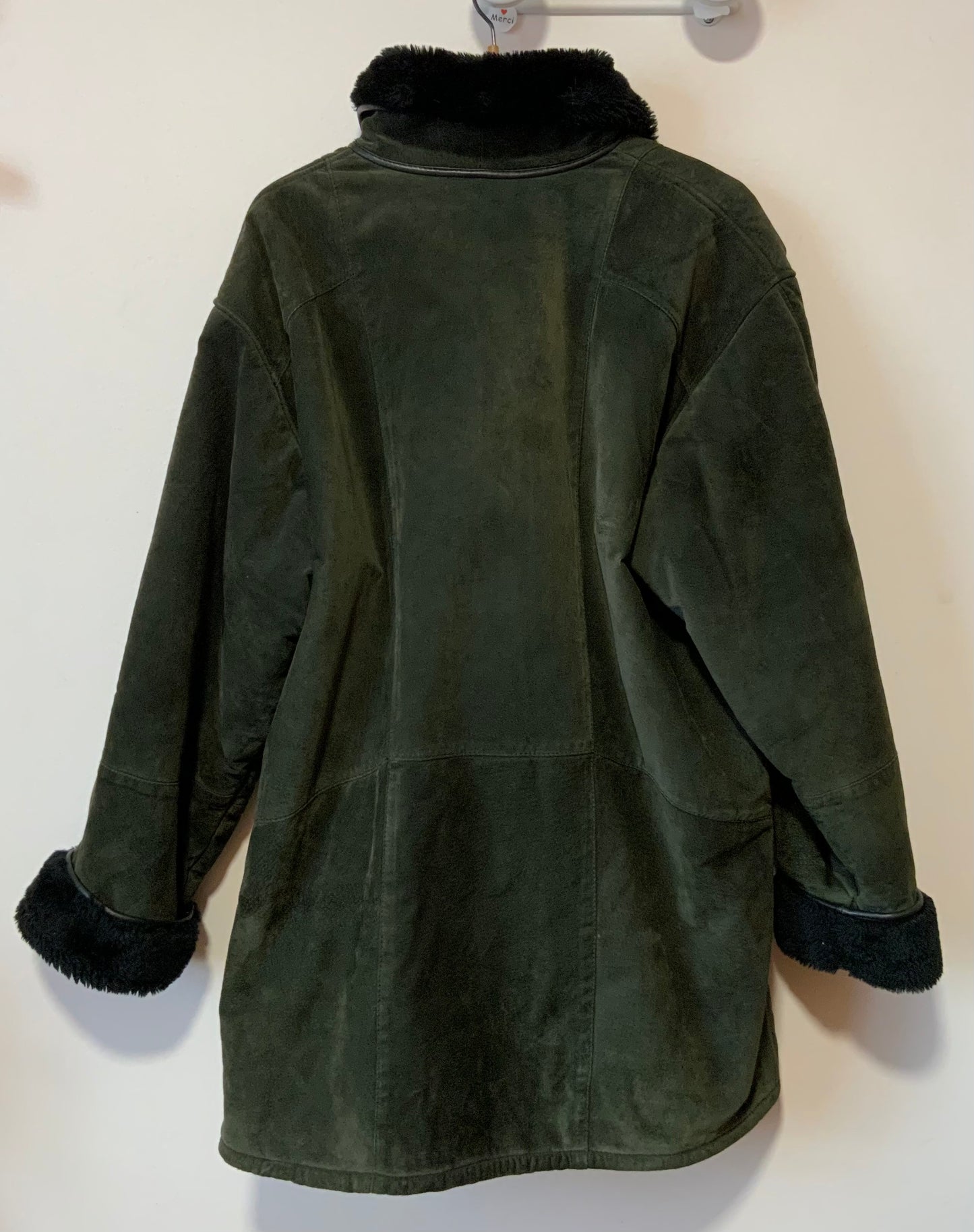 Gros manteau Vintage 1980 Daim vert foncé