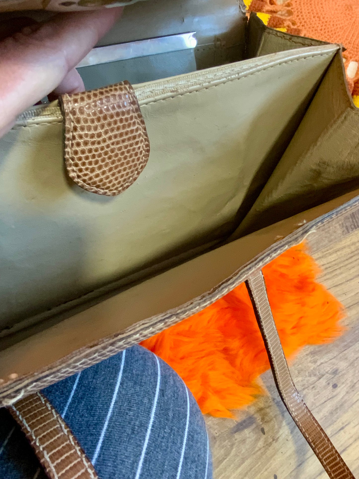 Sac en cuir reptile lézard véritable Beauté Vintage 1950/60 Ancien
