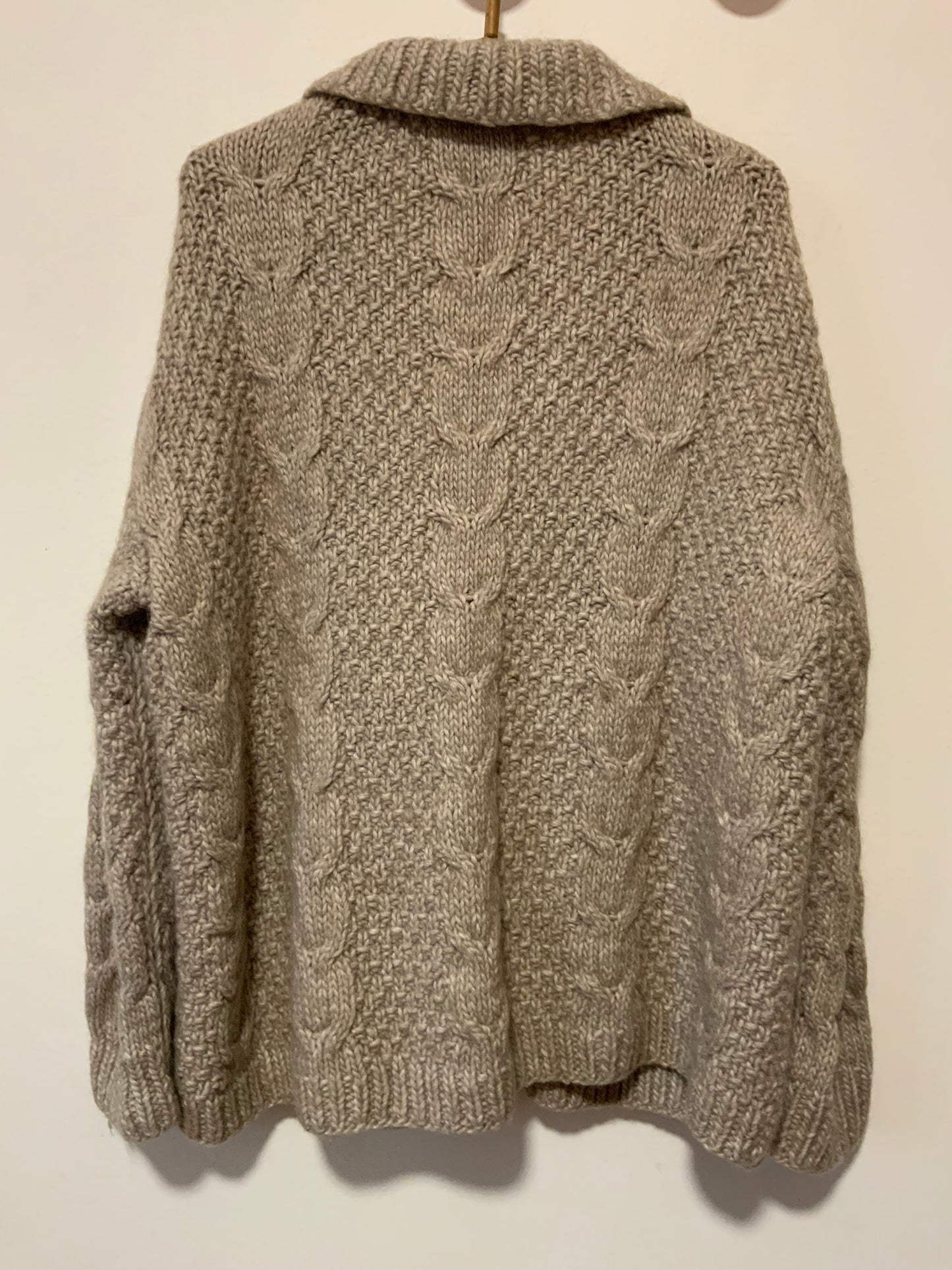 Gros gilet Laine tricot torsades main façon irlandais boutons bois Vintage Hiver