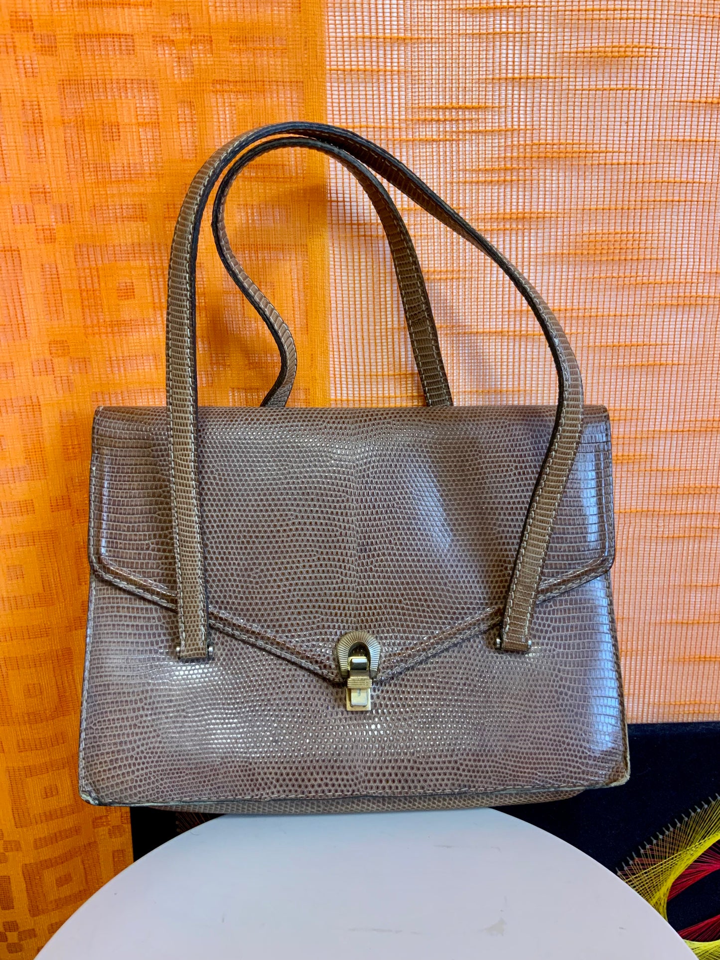 Sac en cuir reptile lézard véritable Beauté Vintage 1950/60 Ancien