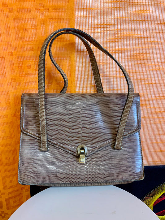 Sac en cuir reptile lézard véritable Beauté Vintage 1950/60 Ancien