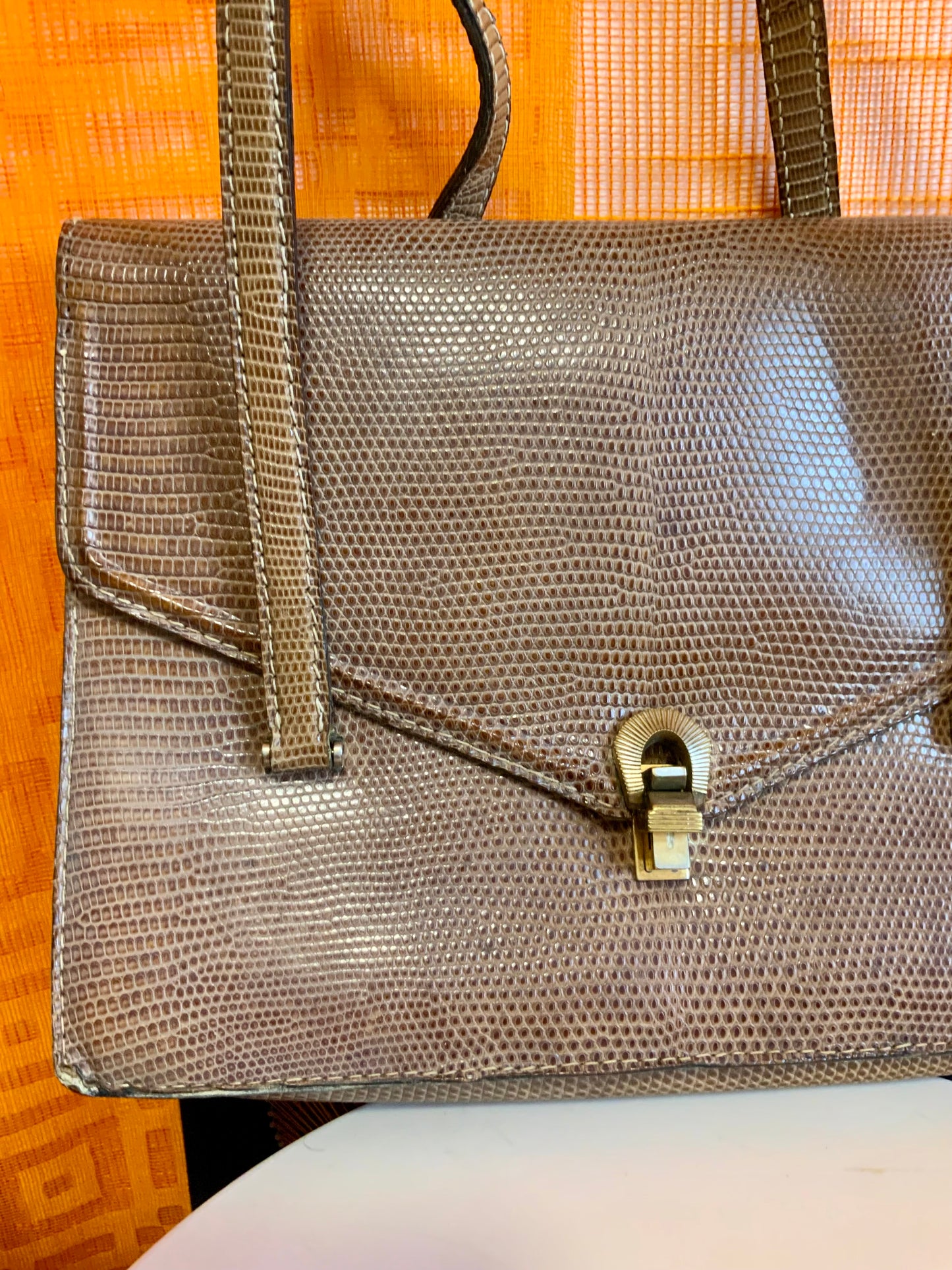 Sac en cuir reptile lézard véritable Beauté Vintage 1950/60 Ancien
