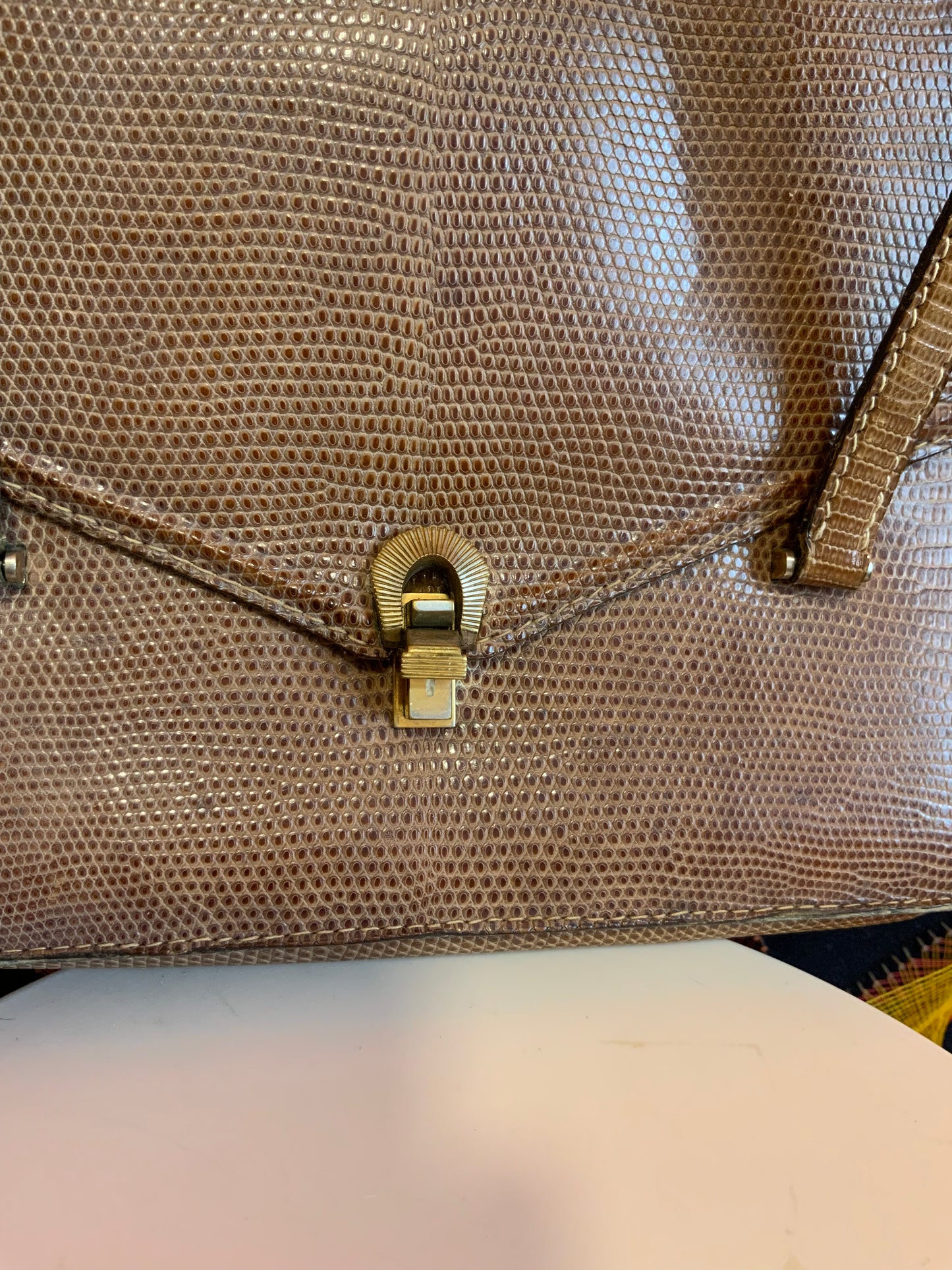 Sac en cuir reptile lézard véritable Beauté Vintage 1950/60 Ancien