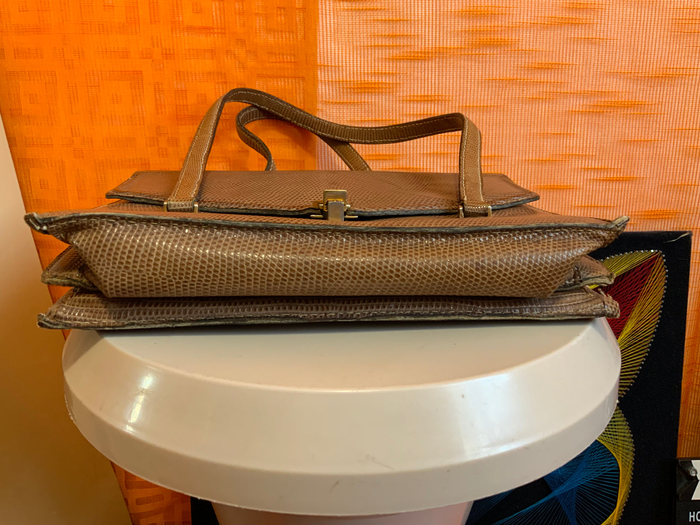 Sac en cuir reptile lézard véritable Beauté Vintage 1950/60 Ancien