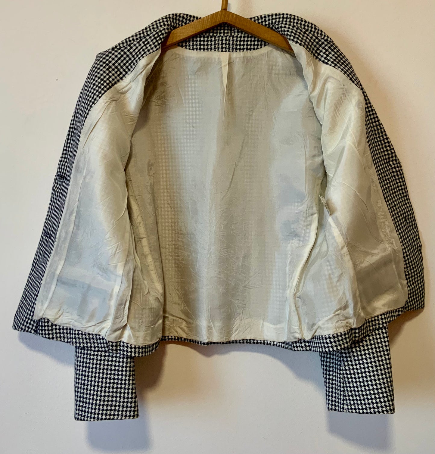 Veste blazer court forme pointue à carreaux pieds de poule Vintage France