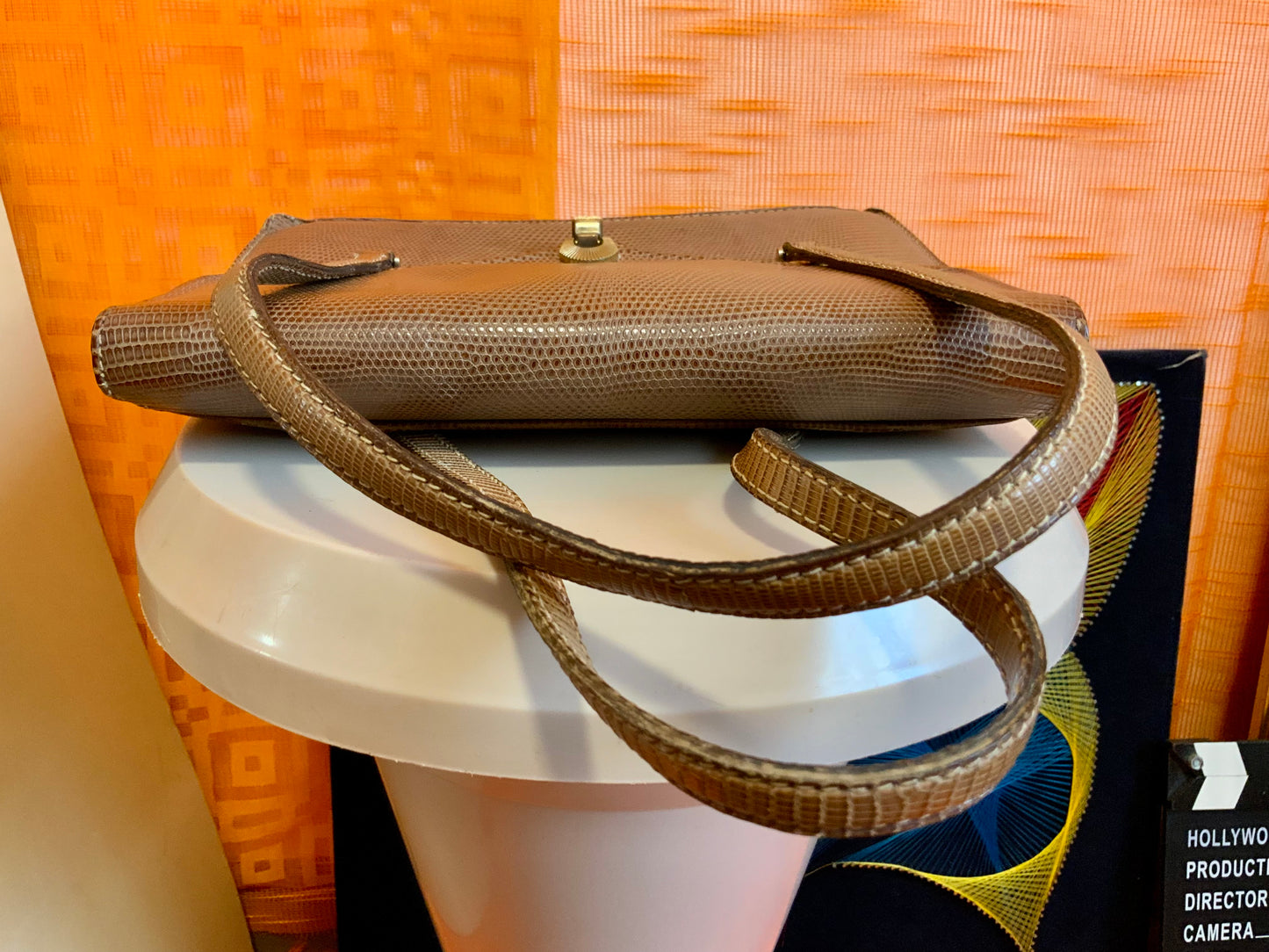 Sac en cuir reptile lézard véritable Beauté Vintage 1950/60 Ancien