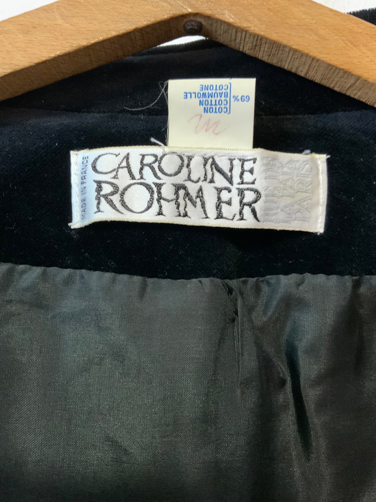 Veste blazer Velours attaches grenouilles Beauté Vintage France 1980